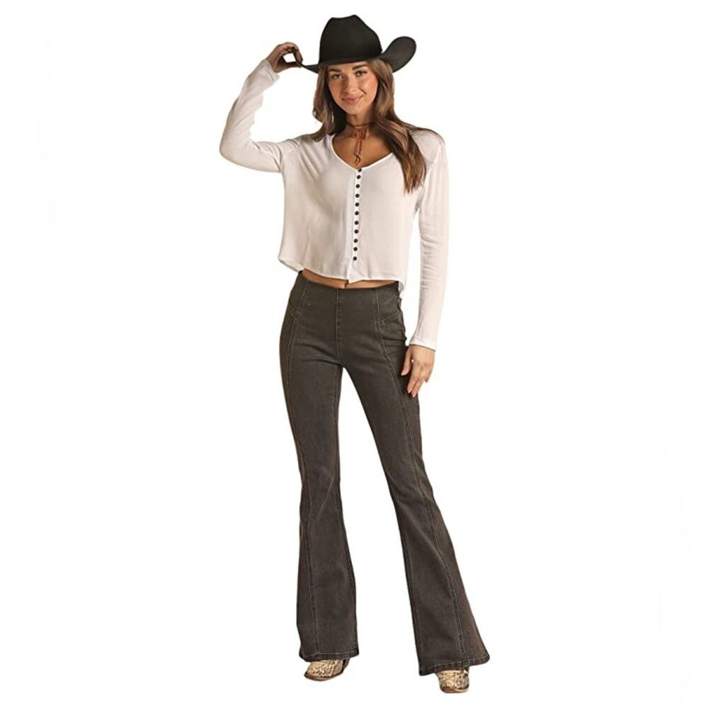 Rock & Roll Cowgirl Black Flare Jeans